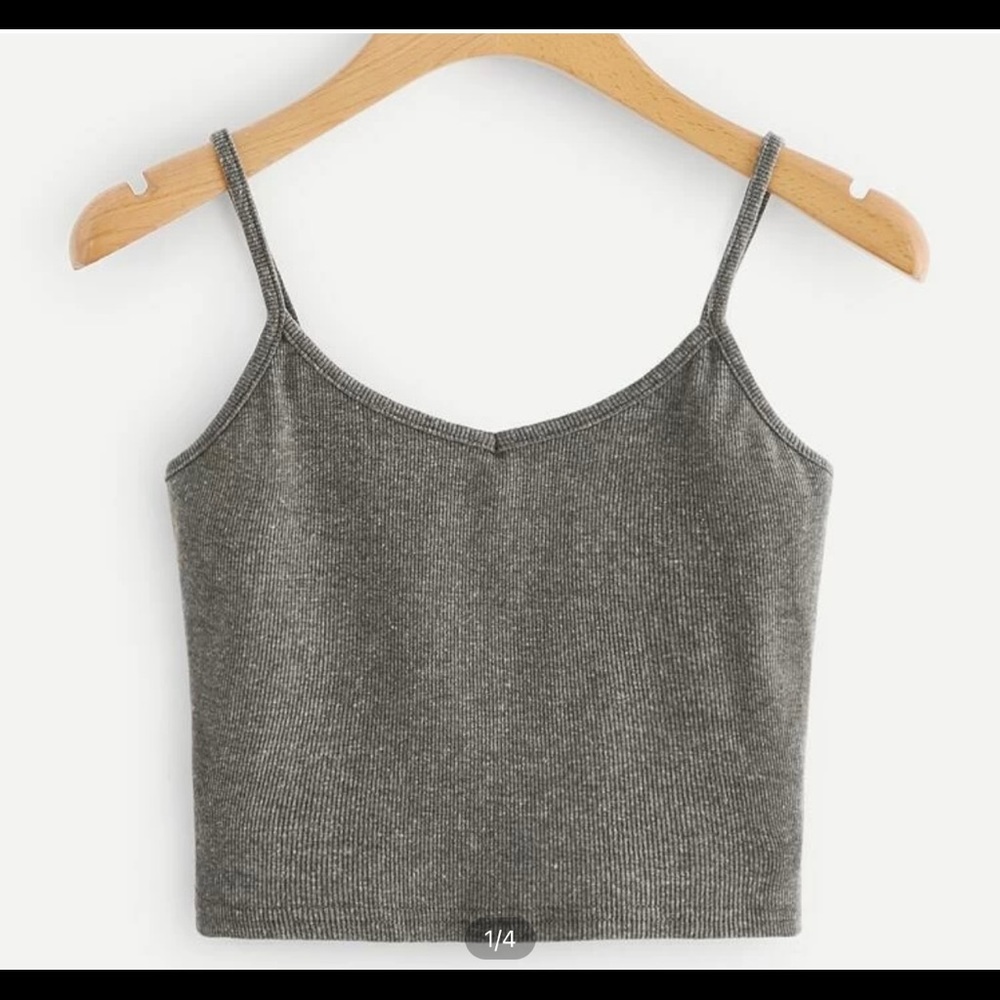 Charcoal grey spaghetti strap crop. Size small.